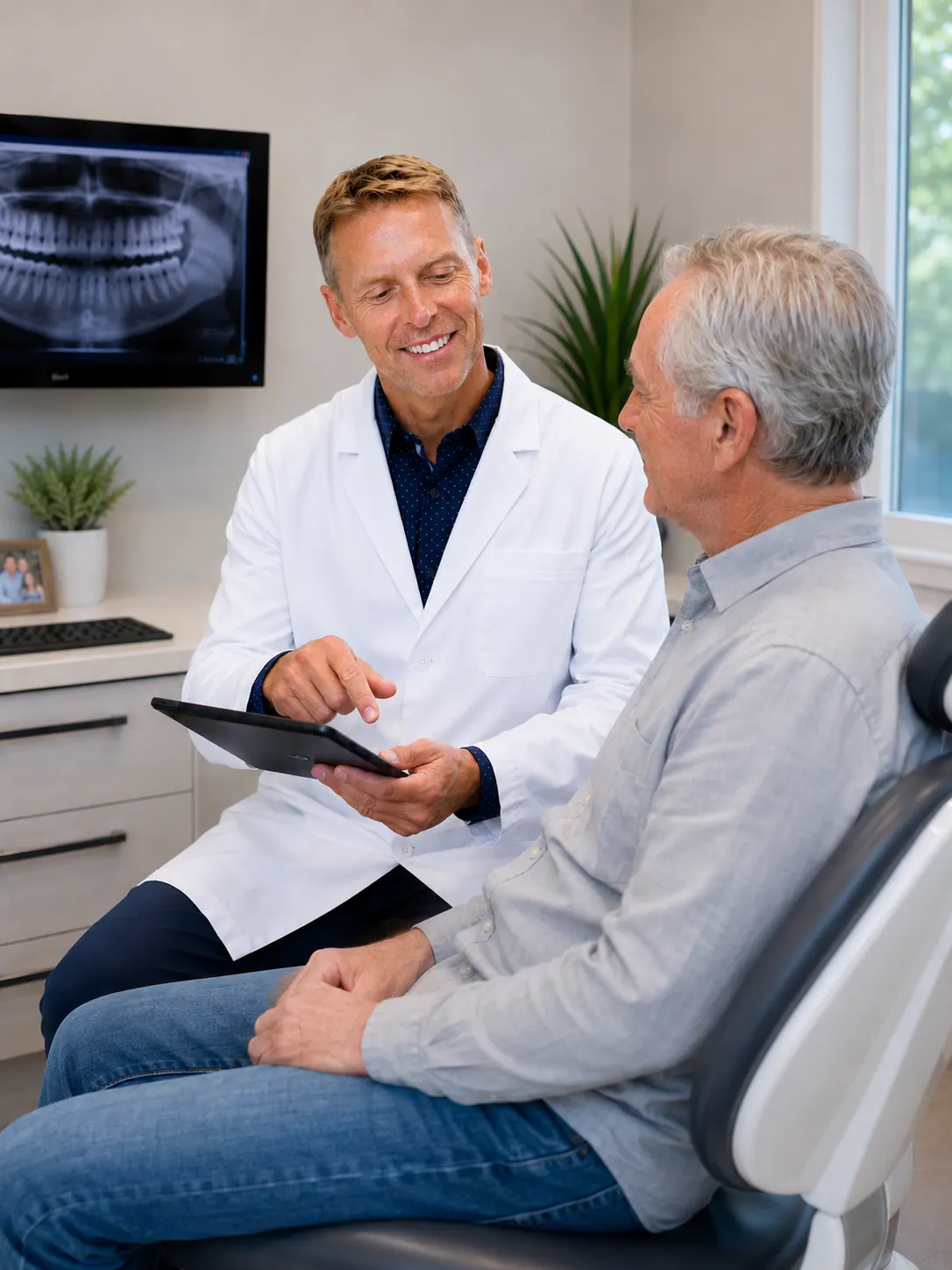 Chairside tablet consultation, transparent, evidence-based treatment discussion