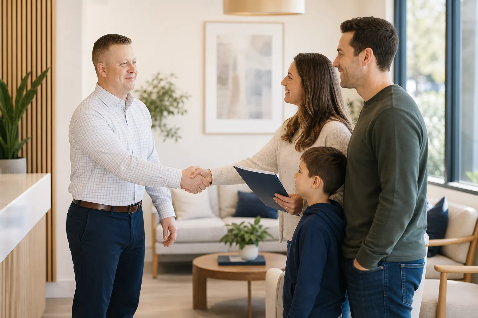 Family being welcomed for a general dentistry visit at Advanced Dental Care in Provo, Utah